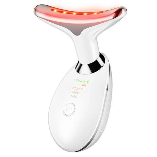 Facial and Neck Beauty Device, 7-Color LED Facial and Neck Massager, Multifunctional Facial Skin Care Tool, Perfect for Home Ski
